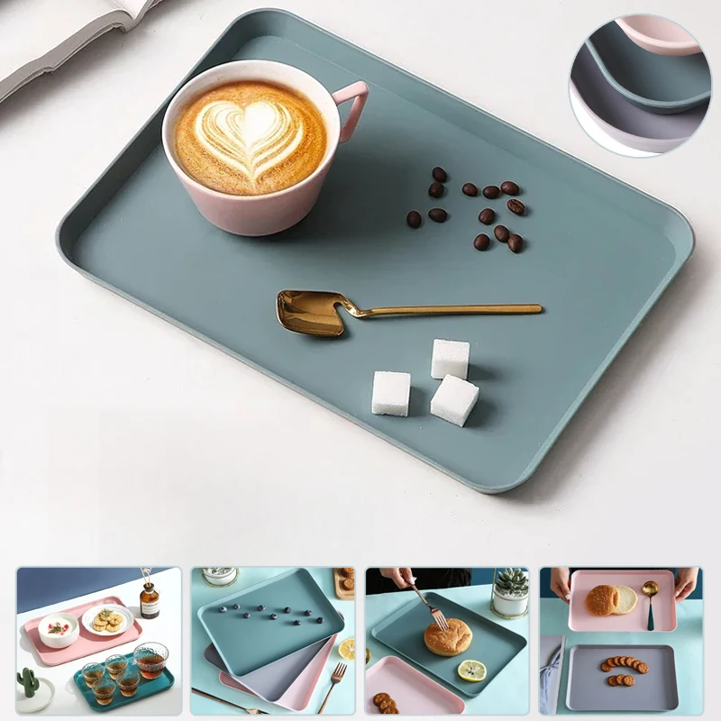 

Large Capacity Rectangular Tray Plastic Home Tea Fruit Dessert Tray Anti-Slip Bottom Food Cooking Storage Tray Kitchenware 수납트레이