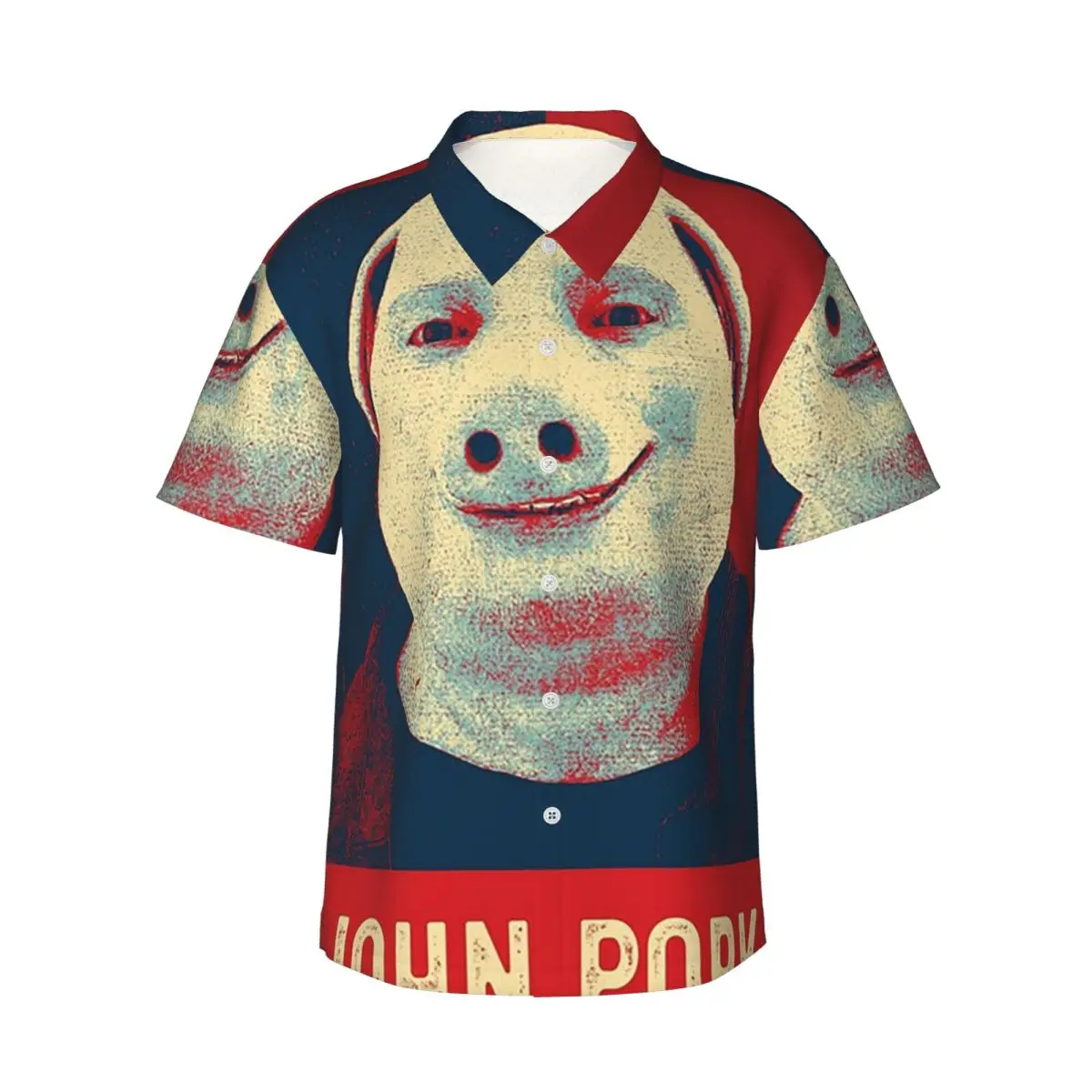 

John Pork Is Calling Men's Shirts Hawaiian Short Sleeve Shirt Casual Button Tops for Summer Beach