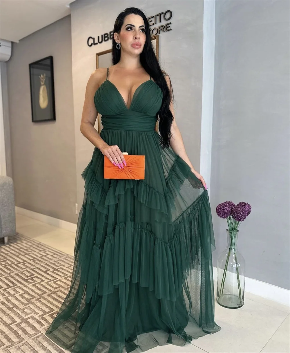 Jessica Green Prom Dressess Tulle Layered Corset Prom Dress 2024 Vestidos De Fiesta Elegant Ladies Wedding Party Dresses