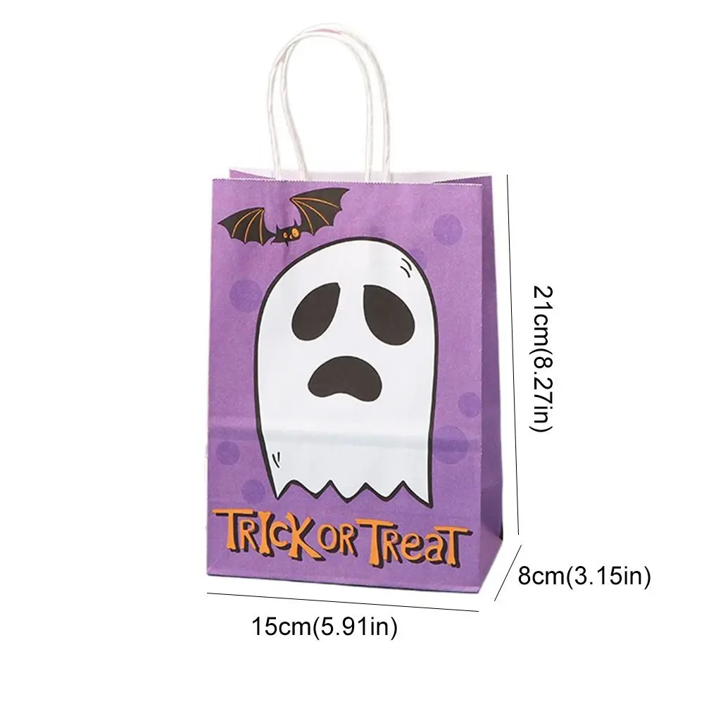 Halloween Kraft Paper Bag Treat Bags Pumpkin Ghost Bat Cat Pattern Totes Bag Trick or Treat Halloween Party Favor