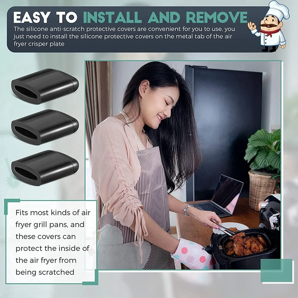 

YCOC-16Pcs Rubber Bumpers Parts For Airfryer Grill Pan Airfryer Pieces Non-Scratch Protective Covers Kitchen Cooking