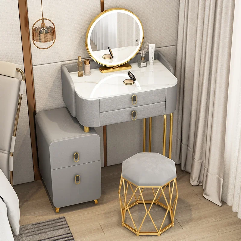 

European Luxury Dressing Table Gold Legs Multifunctional Salon Dressing Table Cabinet Nordic Coiffeuse De Bedroom Furniture