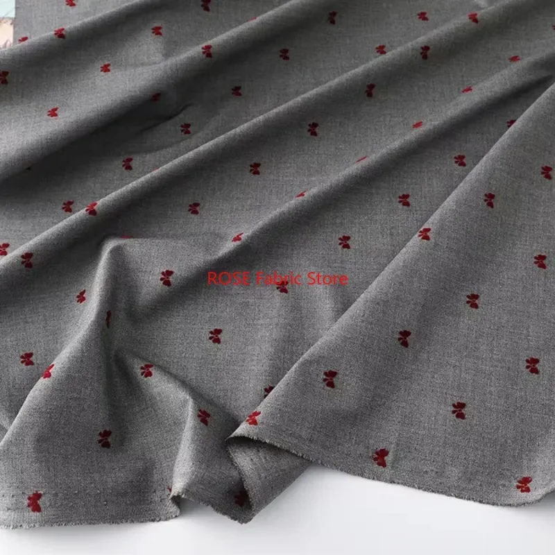 Red 3D Butterfly Knot Flocking fabric for Suit Pleated Skirt Clothing Designer Fabric Sewing Tissu