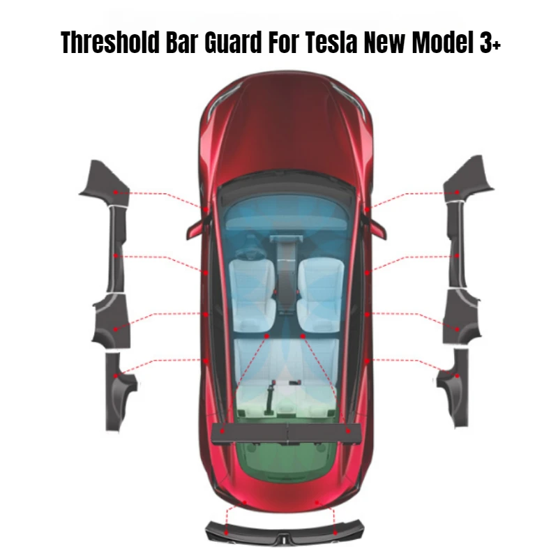 แผ่นป้องกันแถบ2024สำหรับ Tesla แผ่นคาร์บอนไฟเบอร์, อุปกรณ์เสริมสติกเกอร์ป้องกันแถบธรณีประตู