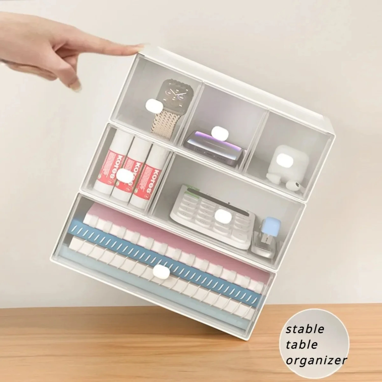 Stackable Multi-Functional Desktop Drawer Organizer for Office, Makeup, and Stationery - Box Table Stationery Desk Organizer