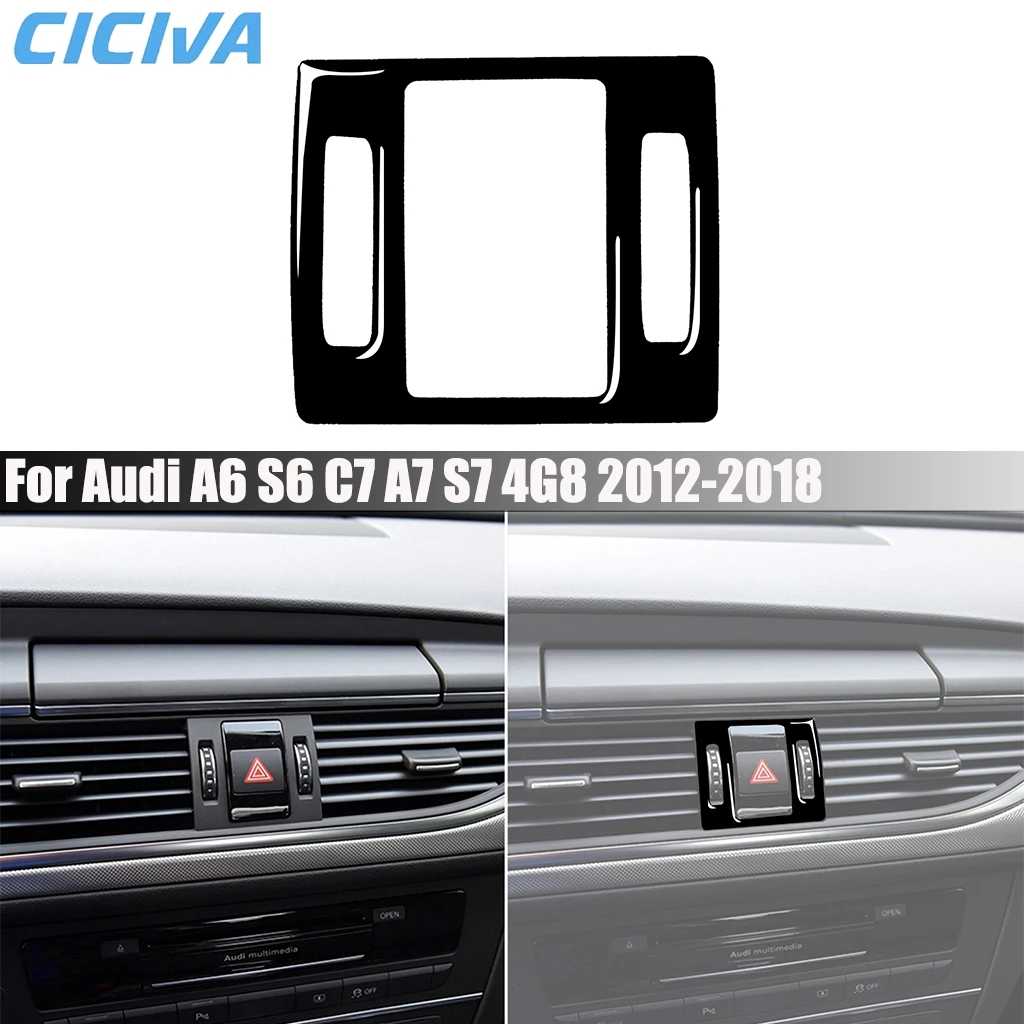 

Piano Black Car Accessories Hazard Warning Light Panel Modified Interior Trim Cover Soft Sticker For Audi A6 A6L S6 C7 2012-2018
