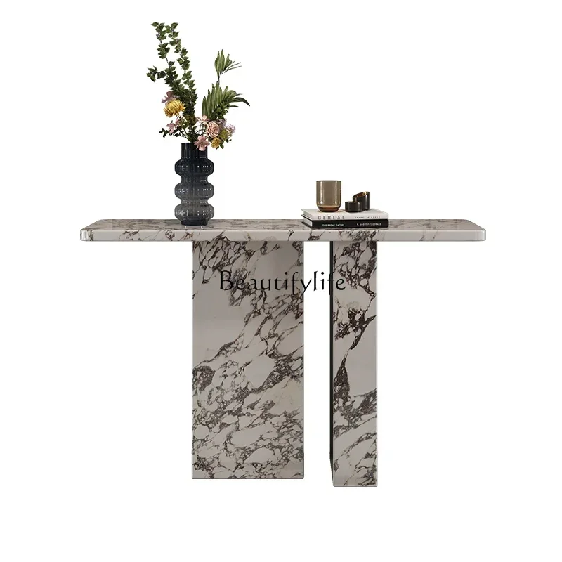 

yj9 ld 38High-end marble entrance table against the wall French light luxury entrance table storage table