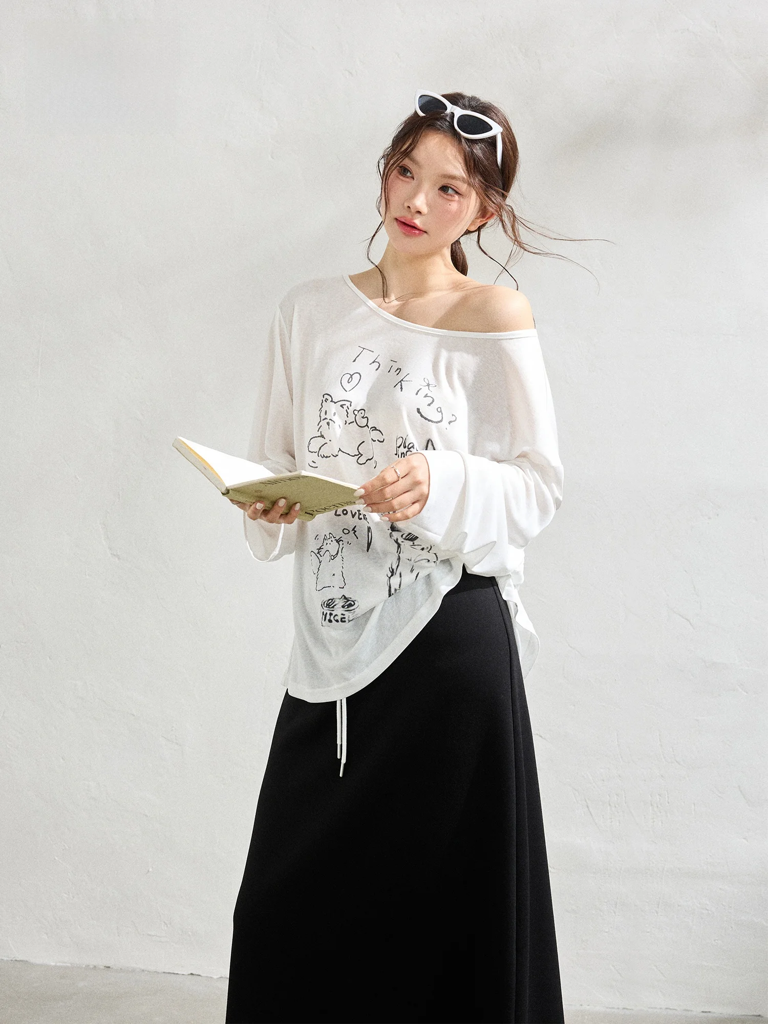 

Zhang Da plus Size Women's Faion Set Casual Commute Sle High Waist A-Line Skirt Long Sve oulder Bared Floral Print Top