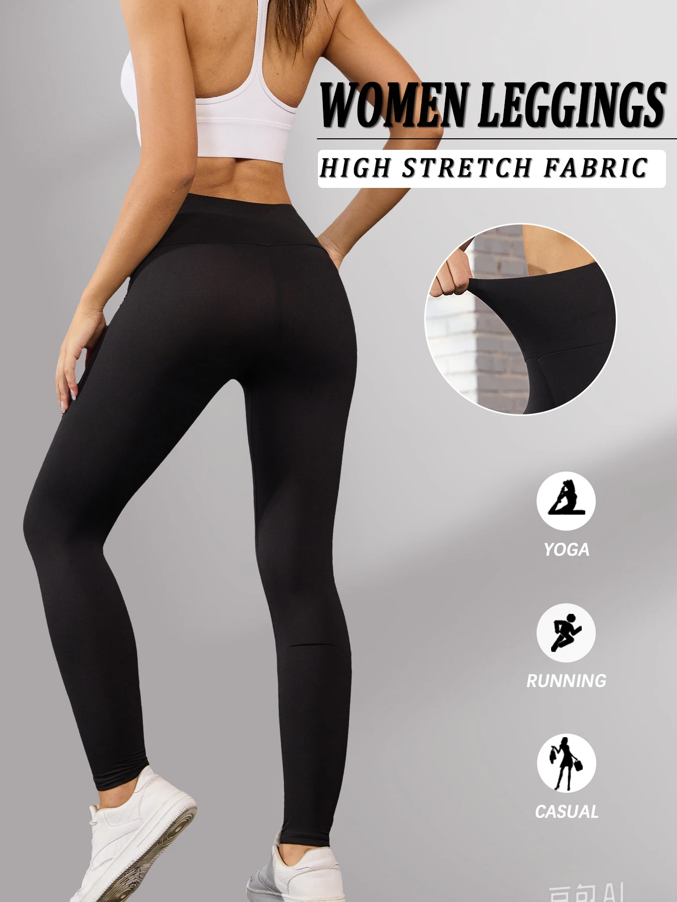 5 قطع من سراويل الضيقة النسائية فائقة النعومة عالية الخصر للتحكم في البطن واليوجا والجري الرياضية واللياقة البدنية #2