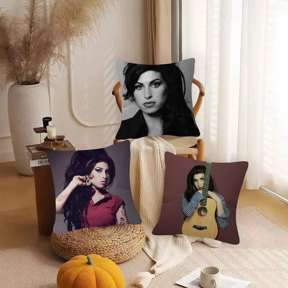 Singer Amy Winehouse Cute Cartoon Two-dimensional Pillowcase Bedroom Sofa Cushion Cover Nap Pillow Cover