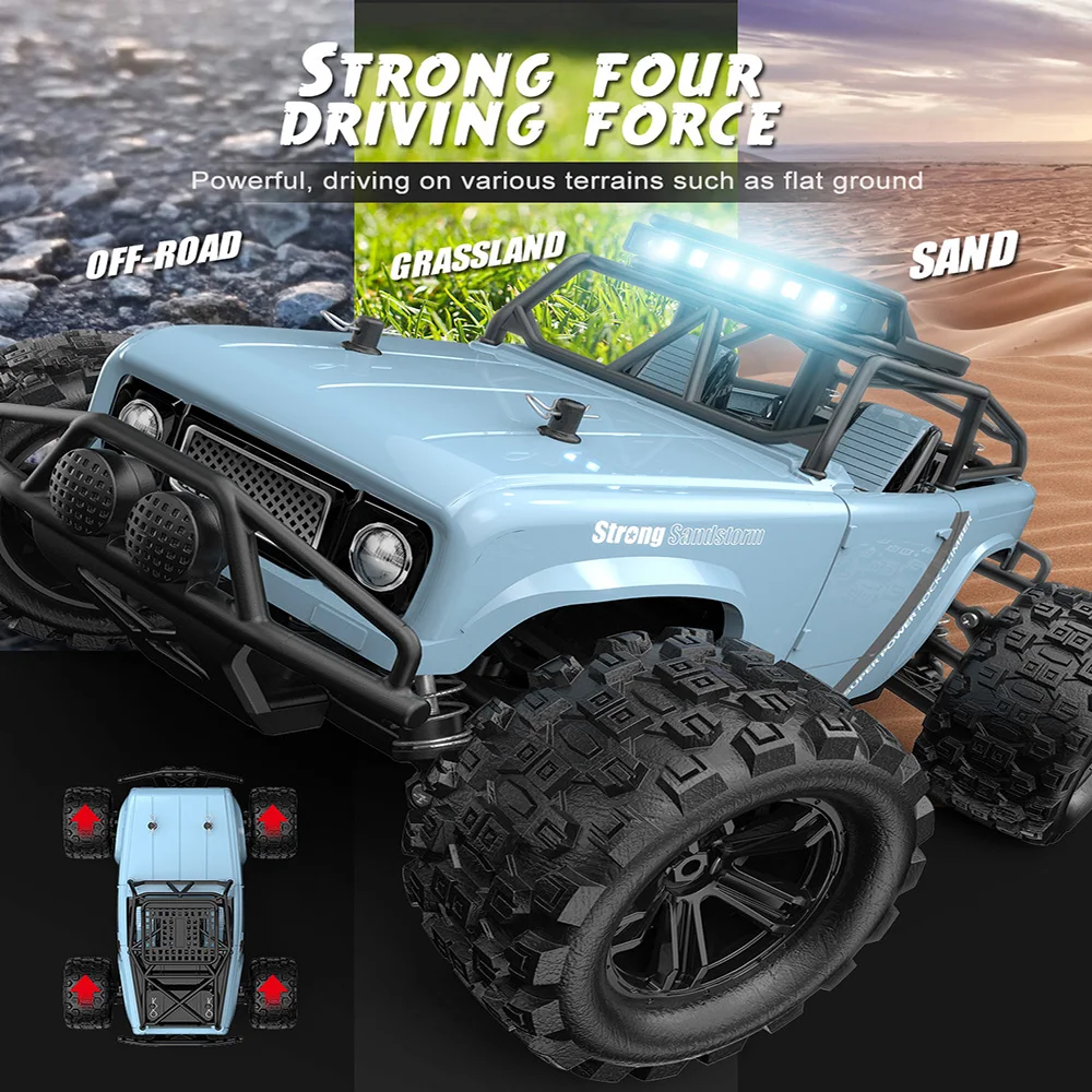 Rc Cars Off Road With LED Light 1:18 Scale Rock Crawler 4WD 2.4Ghz 40KM High Speed Drift Remote Control Monster Truck Toys