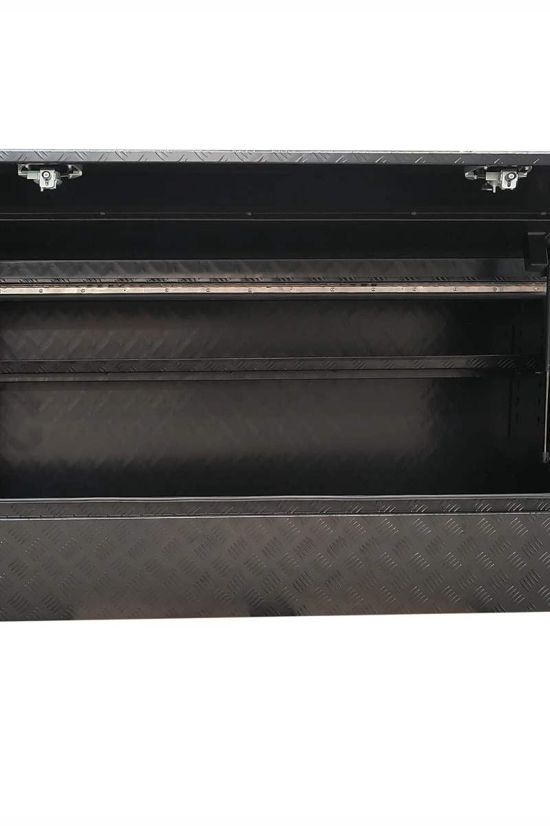 Powercoated Tools Storage Box  RV Full Opening Black Color Aluminium Truck Tool Boxes