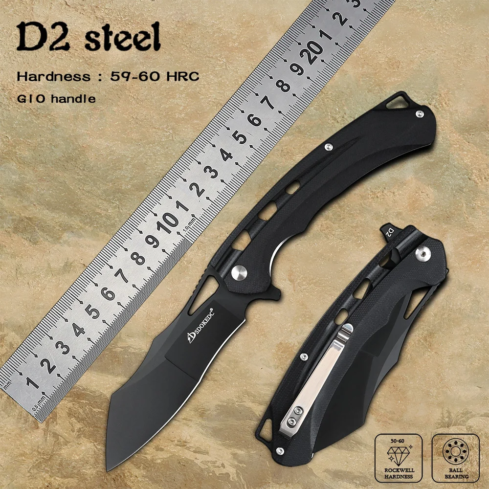 

High Quality Self Defense Survival Pocket Kinves EDC Utility Outdoor Camping Tools Folding Blade Knife D2