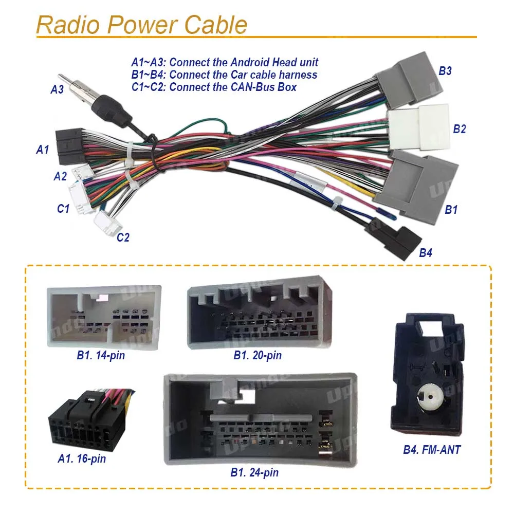 Car 2 Din Android Radio Accessories Cable 16 Pin Power Wiring Harness Socket Adapter with CAN Bus Decoder for Honda CR-V Civic