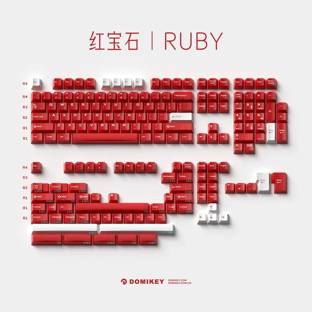 Domikey 루비 체리 프로파일 abs 더블샷 백라이트 키캡, mx 키보드 포커 87 104 xd64 xd68 BM60 BM65 BM68 BM80