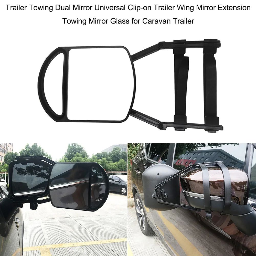 Trailer Towing Dual Mirror Universal Clip-on Trailer Wing Mirror Extension Towing Mirror Glass for Car Caravan Trailer