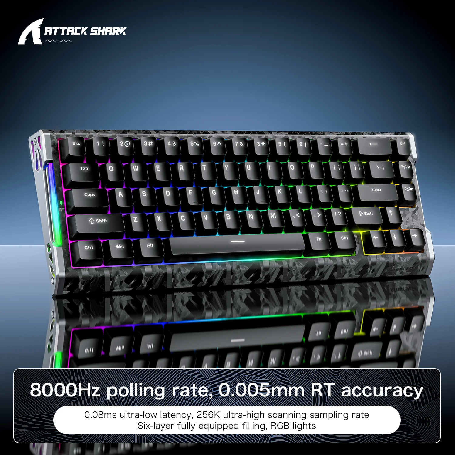 ATTACK SHARK R68HE Wired RGB Carbon Fiber keyboard,0.08ms Full