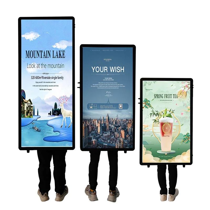 LED Display Light Box Rectangle Shape Scrolling Screen Walking Backpack Billboard Digital Signage for Trade Shows