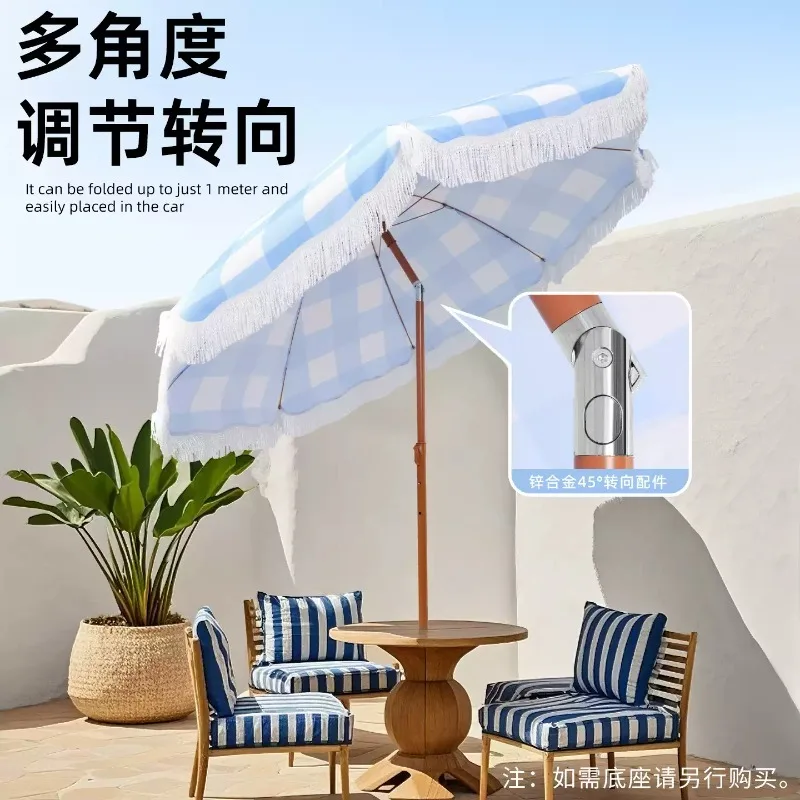 Seaside Resort Beach Umbrella Courtyard  Tassel Umbrella Sun Pool Sun Protection Terrace Parasol
