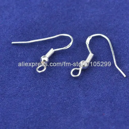 Wholesale 1000PCS  ball hook earrings 19mm 925 Sterling Silver  earring hooks with ball jewelry accessory findings