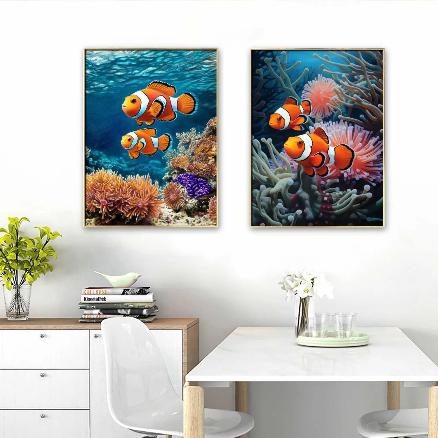 Seabed Animals DIY Diamond Embroidery Clownfish Tropical Landscape Fish Picture 5D Diamond Painting Modern Room Wall Decor