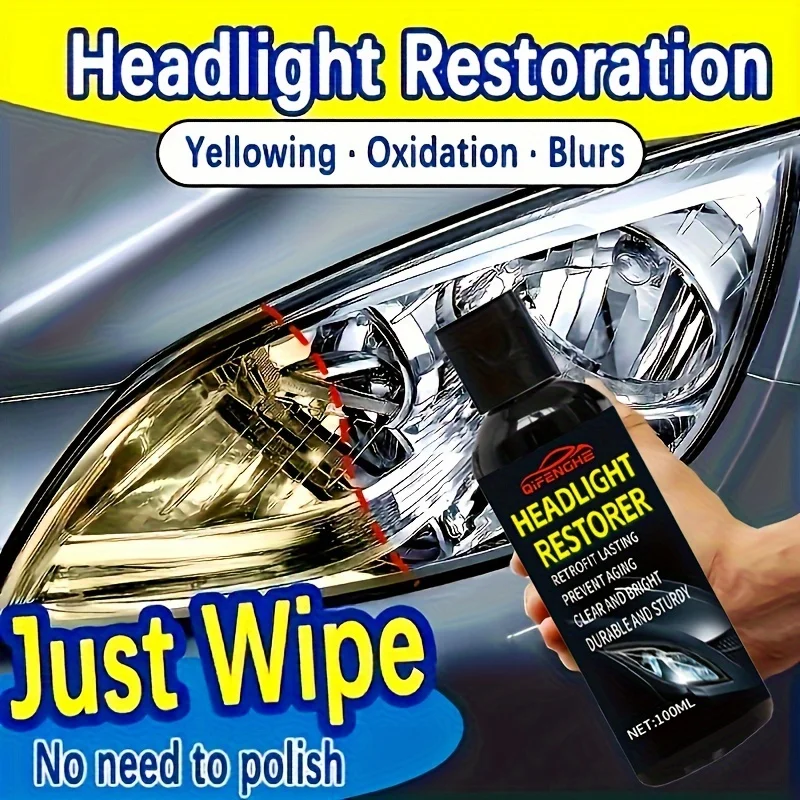 Headlight Repair Liquid - Including Plastic Applicator, Transparent Headlight Repair Liquid for Repair Oxidation, Blurred and Ye