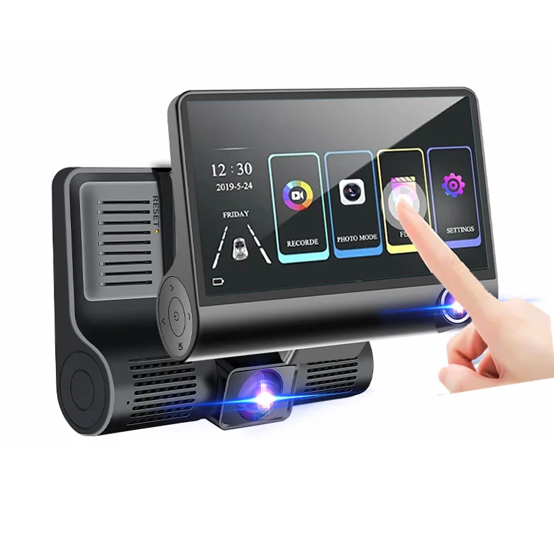 

Car Dash Camera DVR 4 Inch FHD 1080P 3 Lens 360 Dash Cam with Auto Video Recorder Car Dashboard Camera Night Vision Camcorder