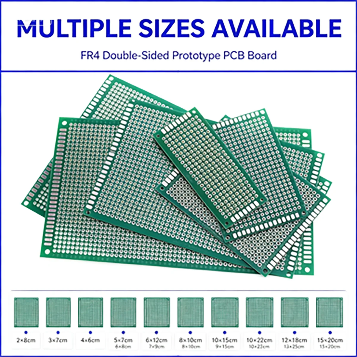 Double‑Sided FR4 Prototype PCB Board 2.54mm Pitch Universal Veroboard DIY Electronic Soldering Multiple Sizes