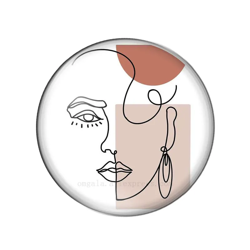 Fashion Abstract Women Face Illustration 12/14mm/18mm/20mm/25mm Round photo glass cabochon demo flat back Making findings ZB0543