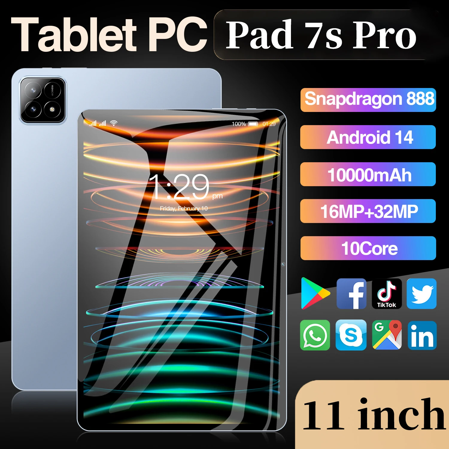 2025 Global Edition Pad 7S Pro Tablet PC Android 14 Snapdragon 8gen2 HD 4K 22GB + 2TB 5G Tablet with Dual SIM WIFi New Tablets