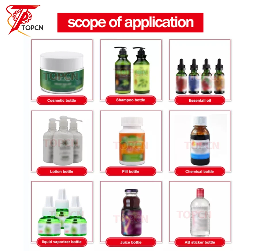 TOPCN Tabletop Automatic Water Plastic PET Glass Round Bottle Sticker Labeling Applicator Machine
