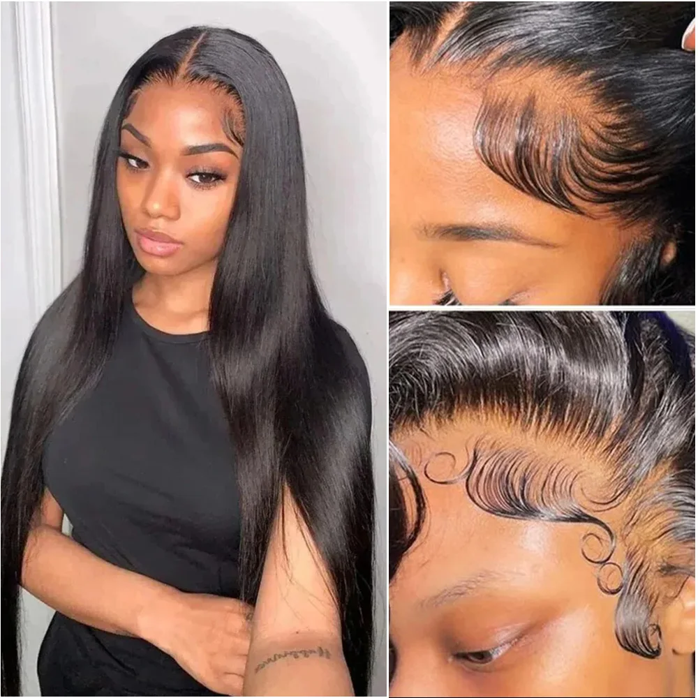 13x6 HD شفافة العظام مستقيم الدانتيل الجبهة الباروكات 38 بوصة 100% الشعر البشري 13x4 الدانتيل الباروكة الأمامية البرازيلي قطعها 200 الكثافة #3