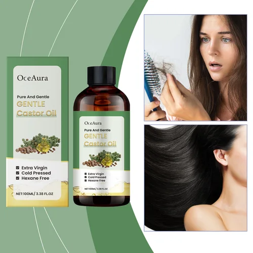 Imagen 2 del producto Aceite de ricino prensado en frío: 100% puro sin hexano, virgen extra para el crecimiento del cabello y el cuidado de la piel, 100 ml/3,38 FL.OZ