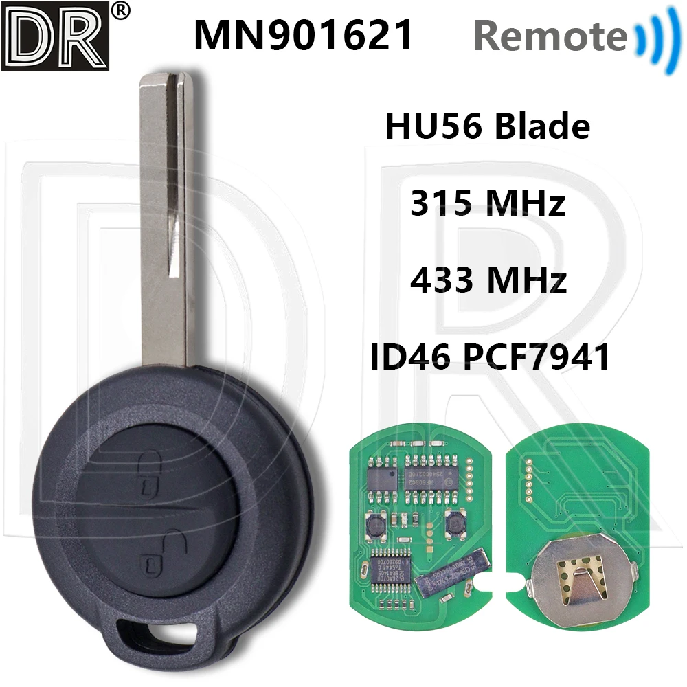 Great 315/433MHz MN901621 ID46 PCF7941 Car Remote Key For Mitsubishi Carisma Spacestar Warior Straight Colt 2002-2012 Cabriolet