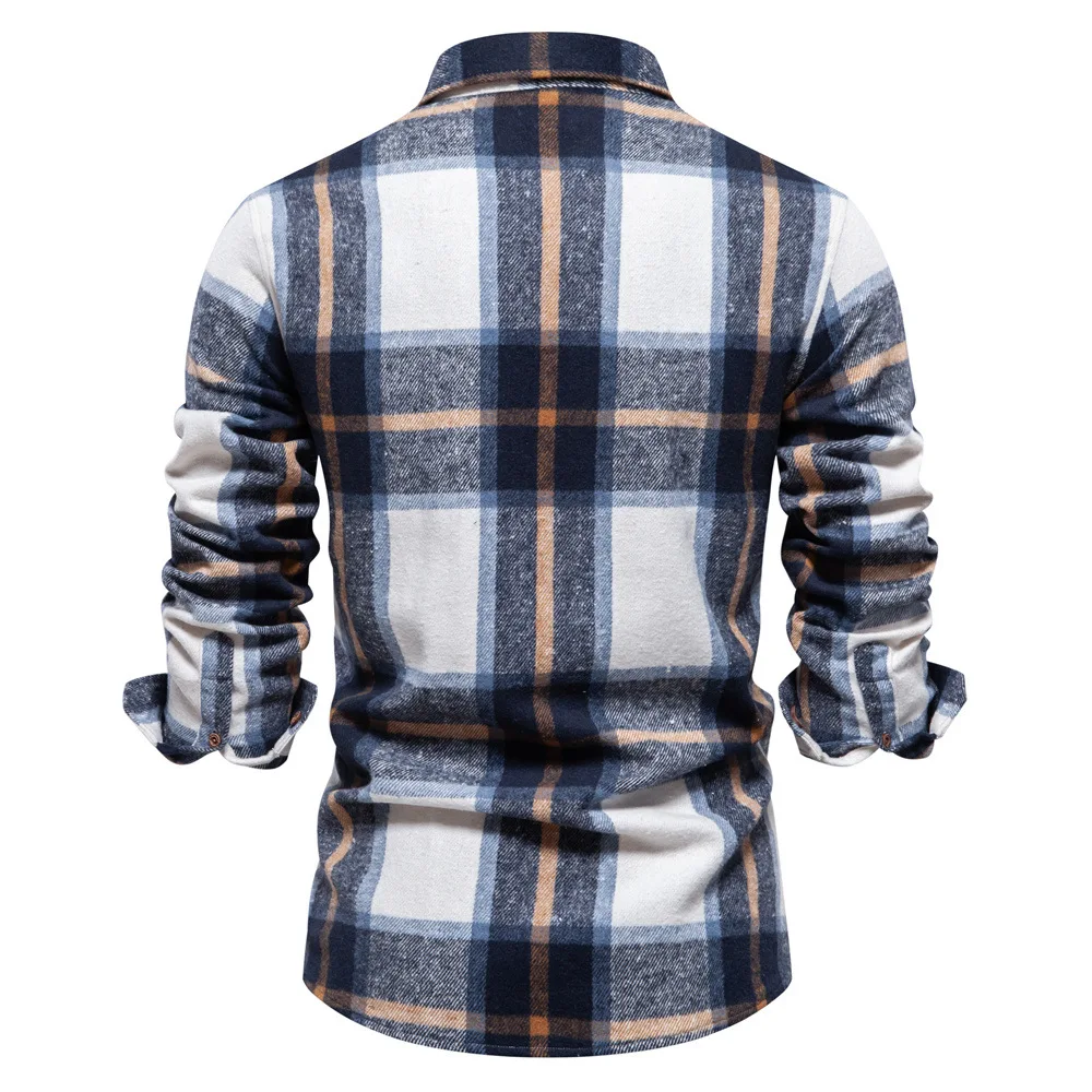 New 100% Cotton Men\'s Plaid Shirt Autumn Fashion Youth Work Shirt for Men Long Sleeved Quality Casual Men Shirt