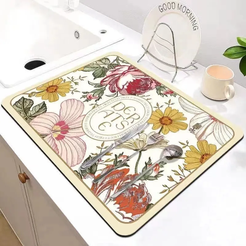 Dish Drying Placemat Table Mats Countertop Coffee Mat Household Absorbent Mat Diatom Mud Kitchen Drain Mats Dry Mat