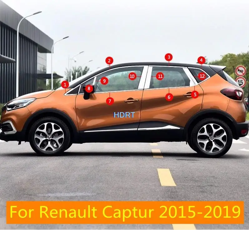 

Наклейка для Renault Captur 2015-2019 в стиле автомобиля, корпус корпуса из нержавеющей стали, стеклянное окошко, украшение, столб, средняя колонна, полоса, отделка