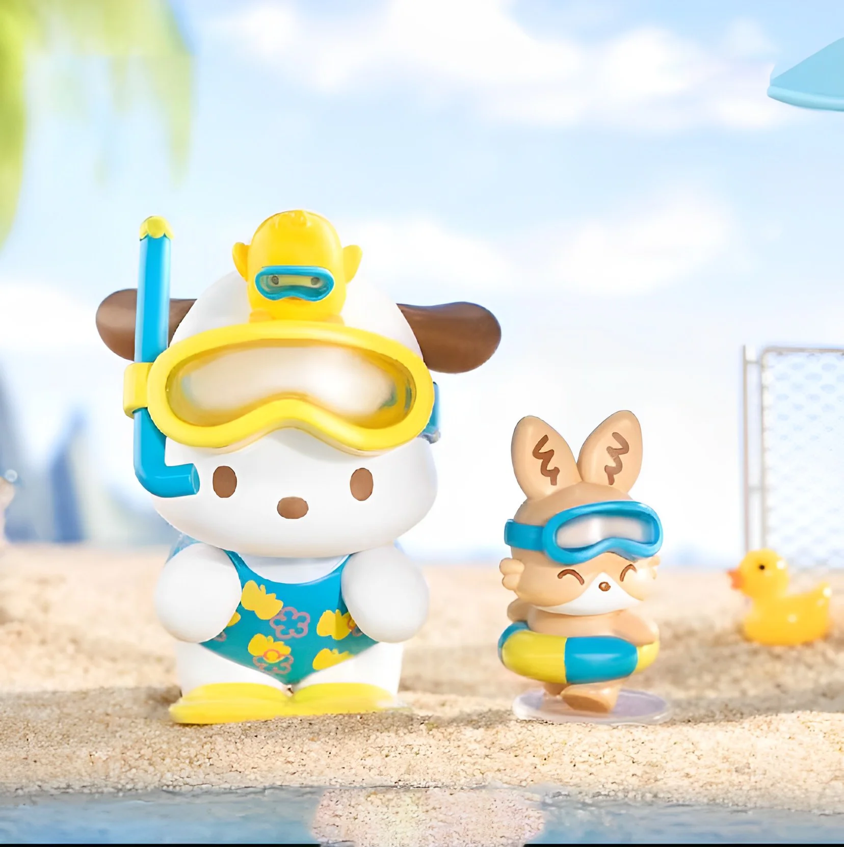 Sanrio Pachacco Holiday Beach Series Blind Box Ornamento, Surpresa Presente De Aniversário, Bonito Tabletop Decoração