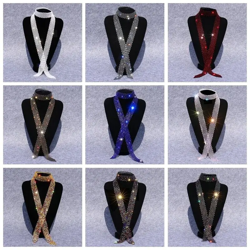 Sequins Rhinestones Ties Belt Men Women Fashion Party Stage Night Club Bar Simple Style Decorative Shiny Ties Accessories