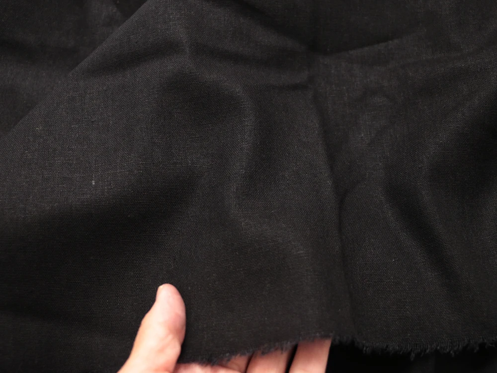 100*140cm natural flax linen material for clothing cotton linen textiles soft black fabric tecido