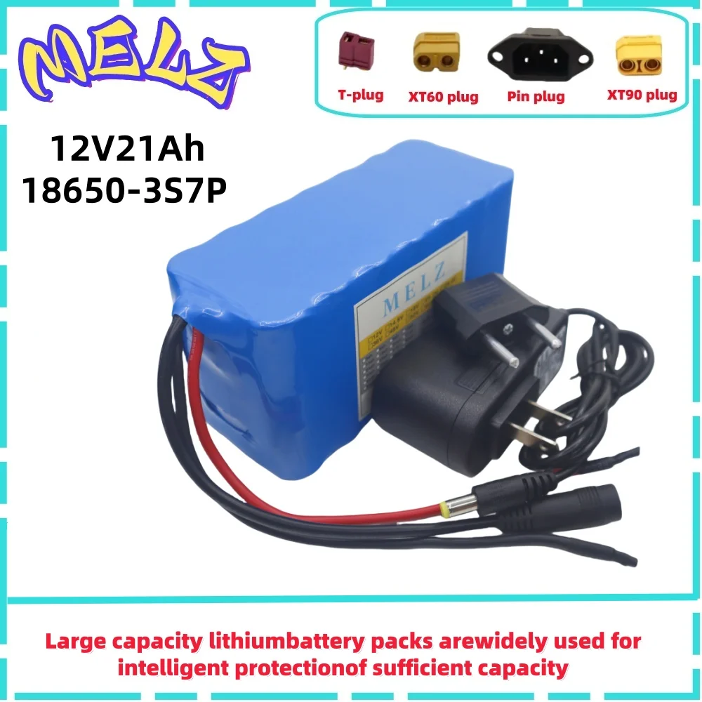 12V21ah rechargeable lithium-ion battery for LED lights, backup camera, audio system 3S7P12V21000mah mobile power supply+charger