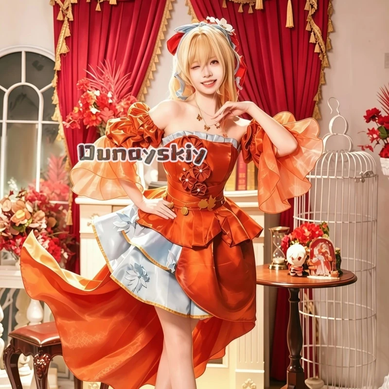 

LWW30*Genshin Impact Bright Banquet Yoimiya Cosplay Costume Game Anime Secondary Dimension Outfit Inazuma Summer Festival Queen
