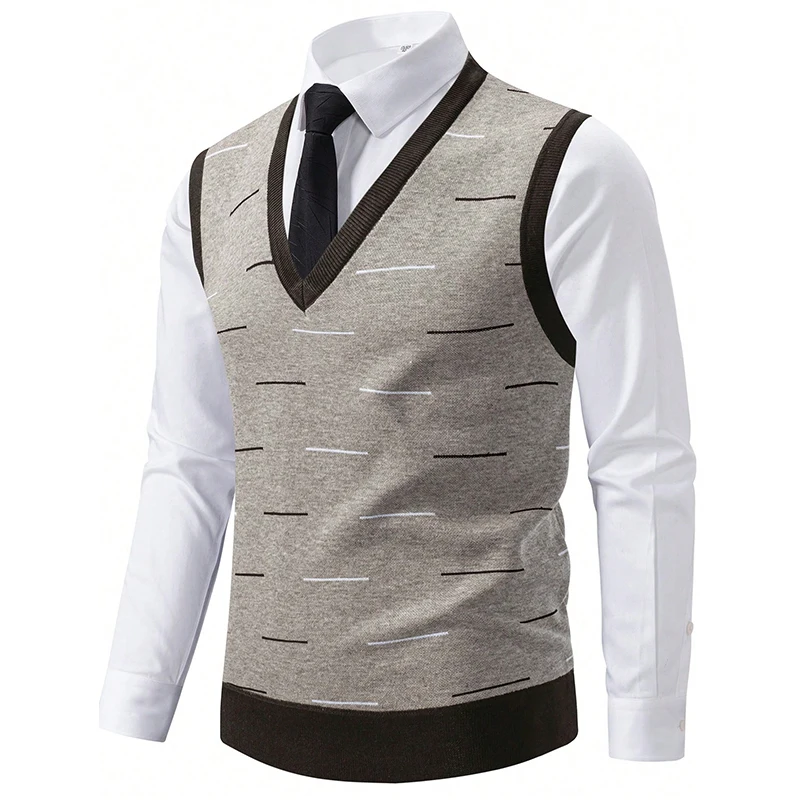 Classic Mens Soft Knit Vest V Neck Sleeveless Pullover Vests American European Style Knitting Vests S-2XL