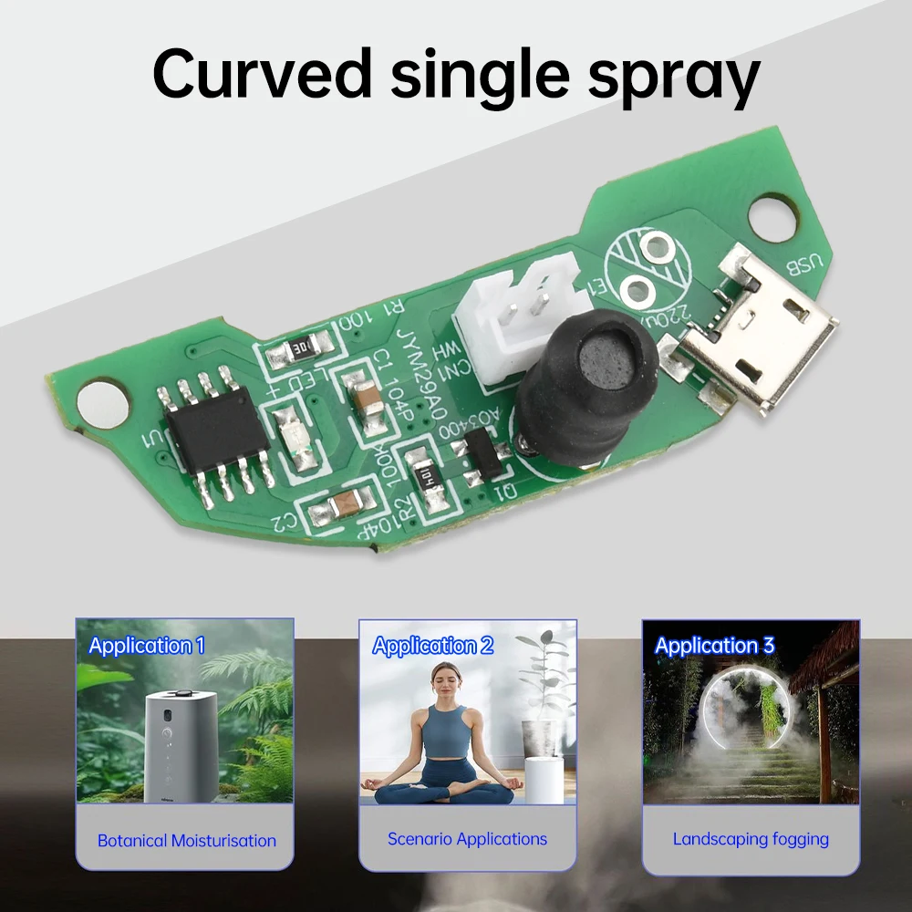 DIY USB Half-Circle Circuit Board Humidifier Fogger Atomization Big Mist Sprayer เมนบอร์ดฟิล์ม Oscillating Mist Maker