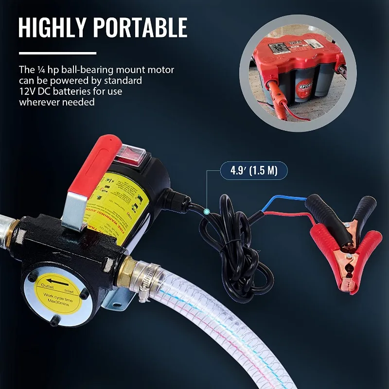 

GC12 Volt Portable DC Electric Fuel Transfer Variable Speed Pump for Transfer of , Corner Oil, Machine and Transfor