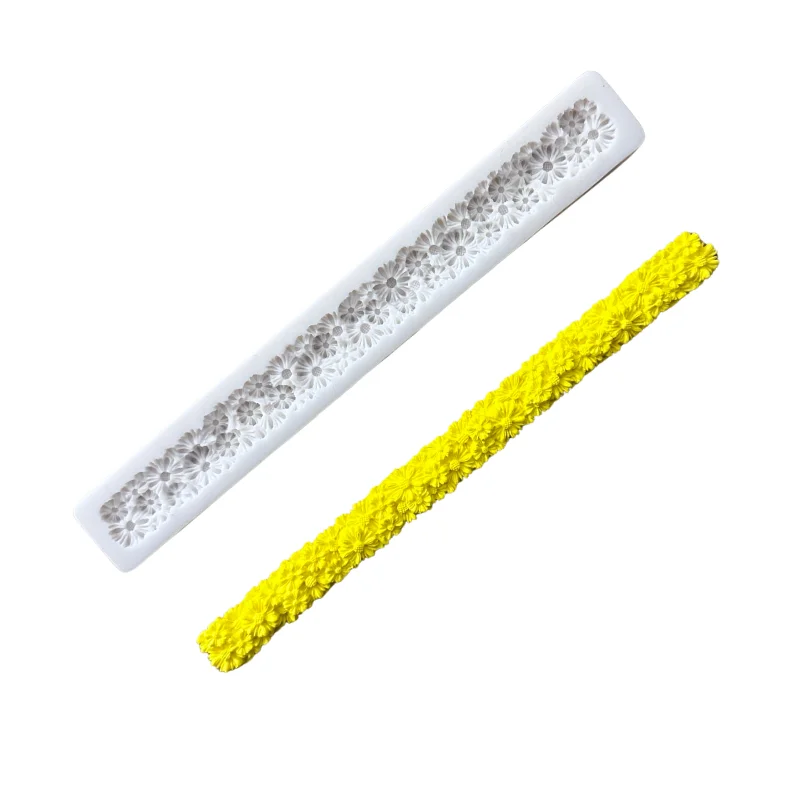 Cake Tool 8inch Long Daisy Garland Silicone Mould Flower Border Mold Cookie Cupcake Decoration Fondant Clay Sugarcraft