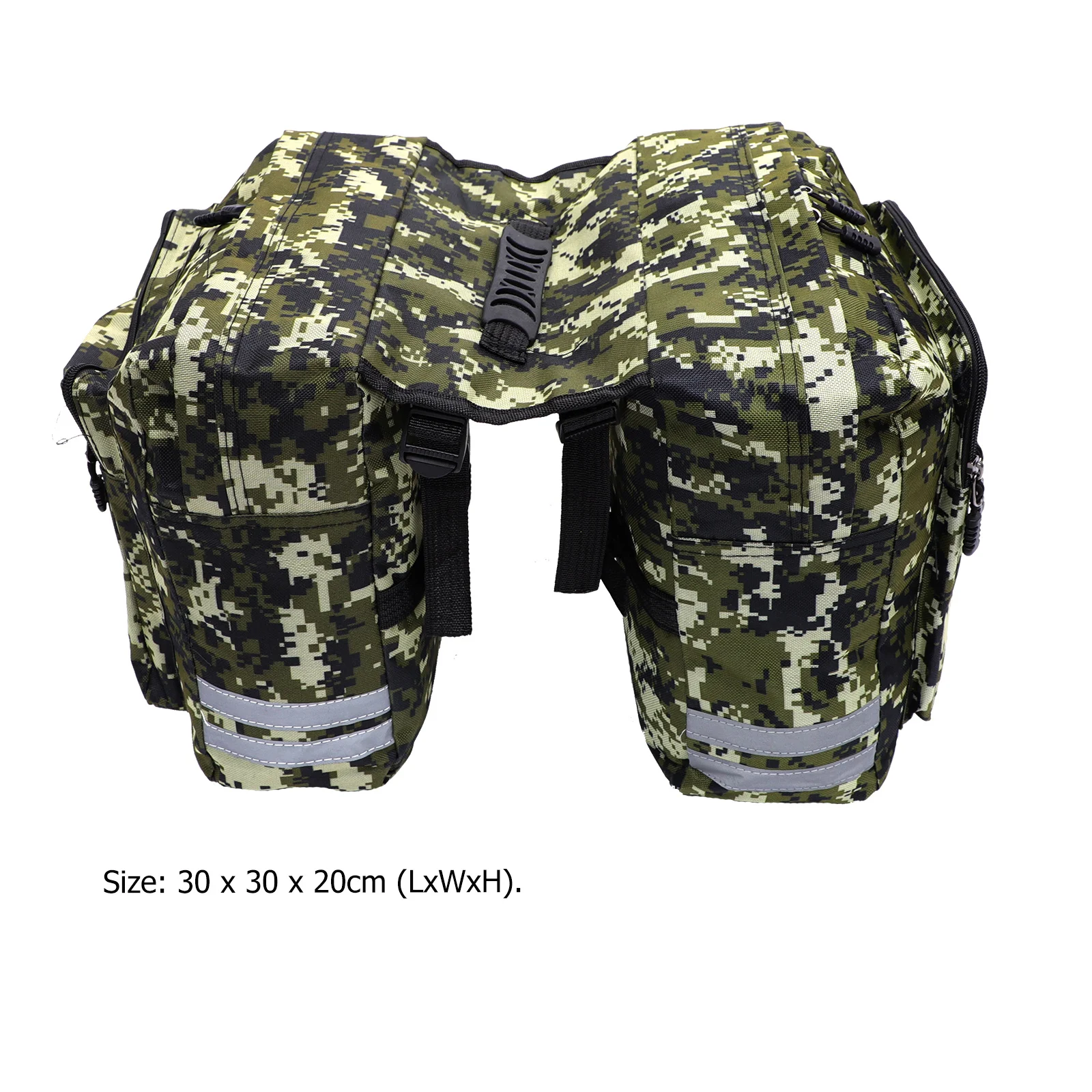 Waterproof Camo Canvas Rear Seat Bag 2 Water Bottle Pockets Reflective For Mountain Bike Cycling Large Capacity Trunk