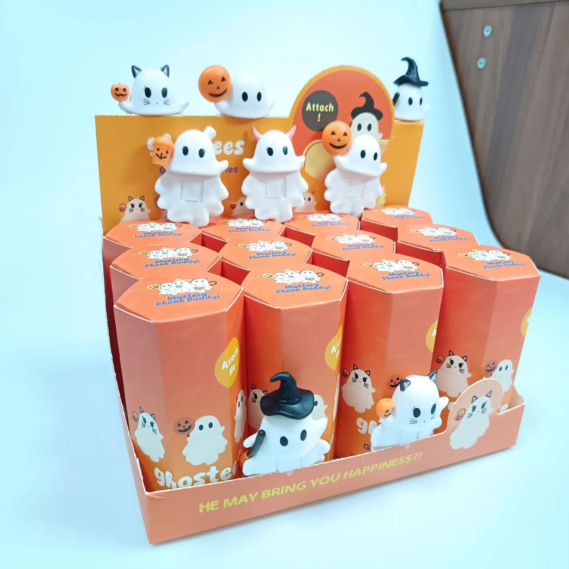 صندوق أعمى Ghostees سر الهاتف الأصدقاء هالوين الهواتف ديكور جمع Hippers عمل الشكل سر اللعب طفل مفاجأة لطيف الهدايا #6