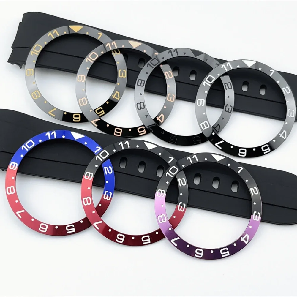 Bisel de reloj de 38mm, anillo de sincronización de doble Color, anillo de aluminio, accesorios de reloj, piezas de repuesto OD 38mm ID 30,5mm para movimiento NH35