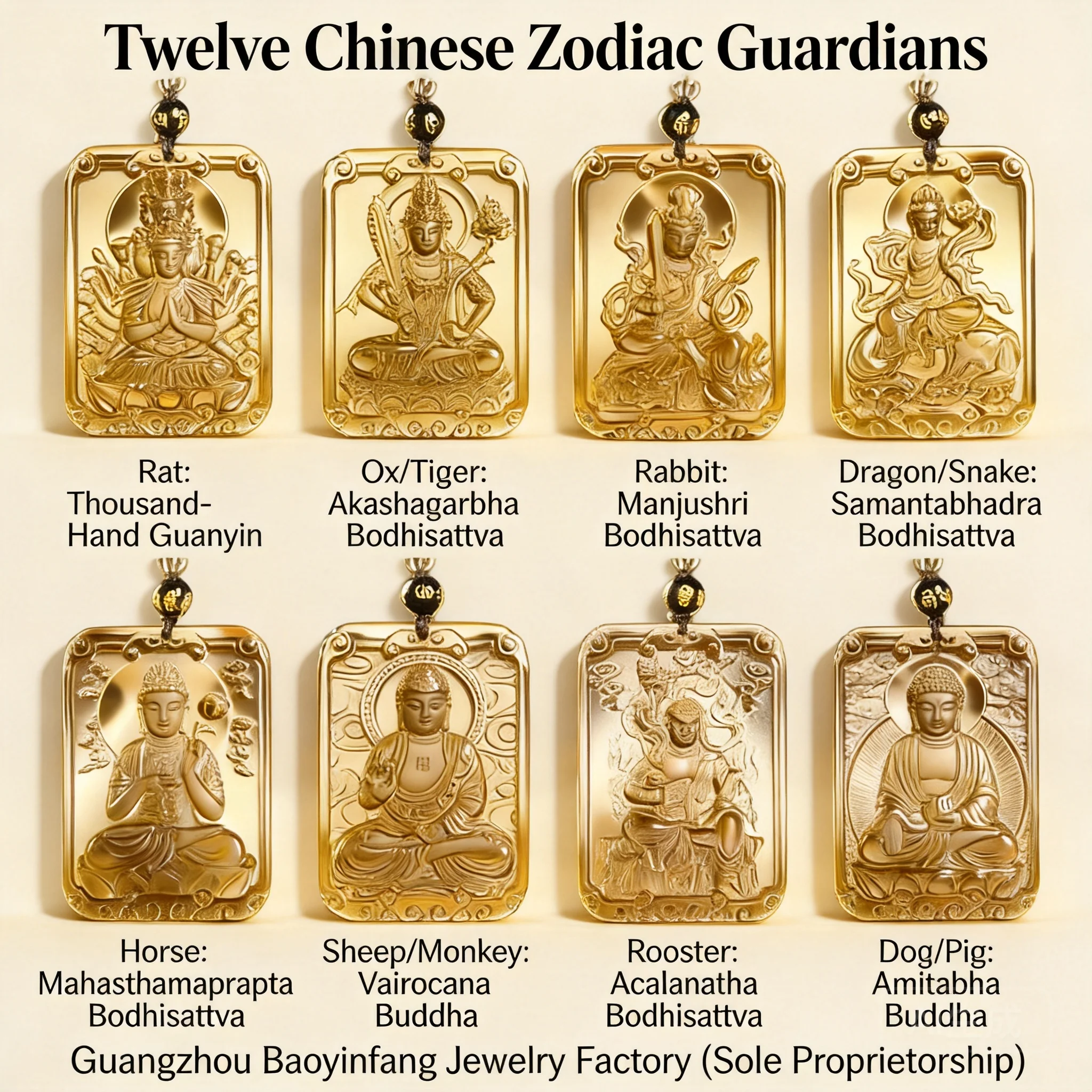 Traditional Chinese Style Natural Ice Obsidian Chinese Zodiac Patron Buddha Pendant Lucky Blessing Wealth Attracting Square Amul